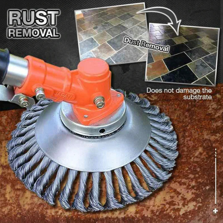 Carbon Steel Weed Brush Trimmer Head – Twisted Wire Attachment for Driveways, Patios & Paving Joints