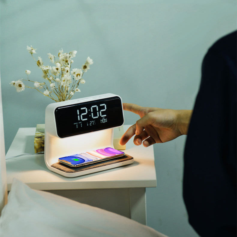 3-in-1 Bedside Lamp with Wireless Charger & LED Alarm Clock – Touch Dimmable Nightstand Light