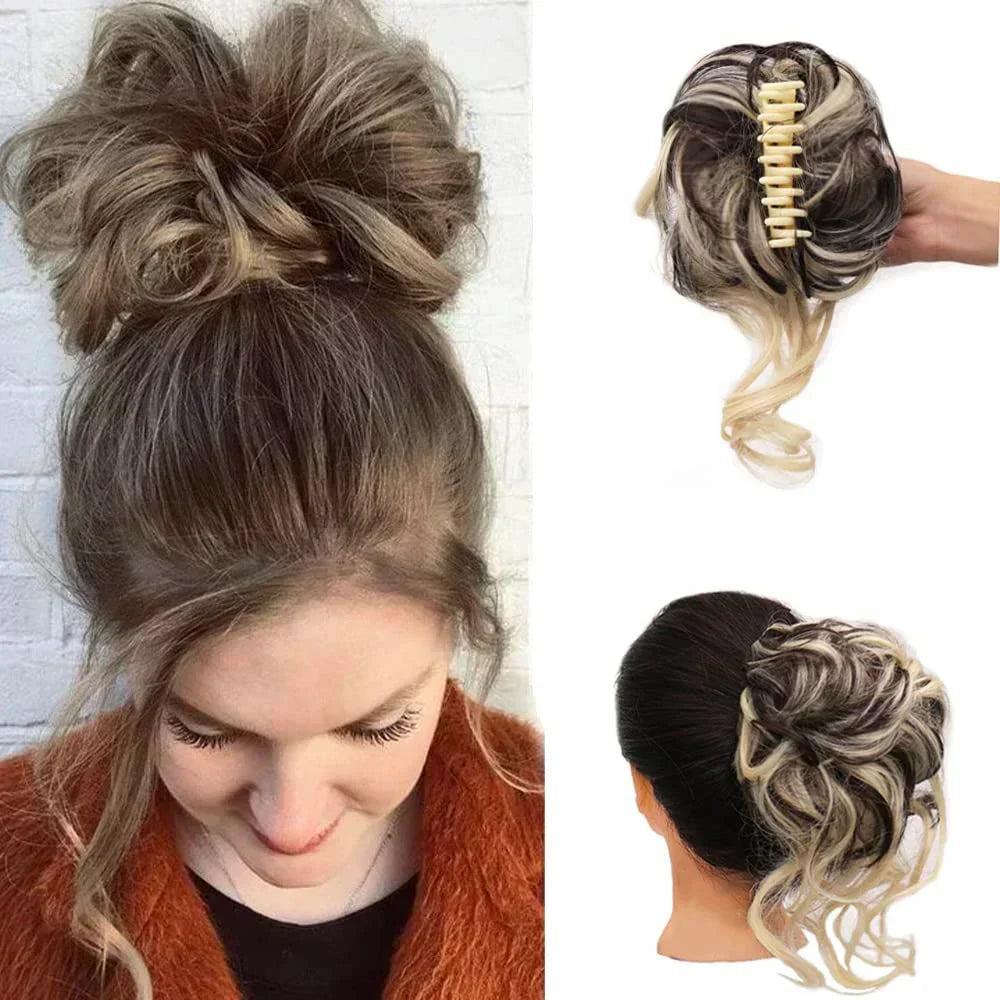 Voluminous Clip In Curly Hair Bun Extension for a Natural Look