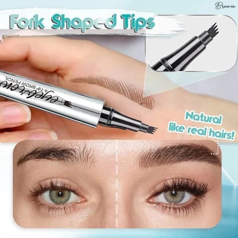 3D Waterproof Microblading Eyebrow Pen – 4-Tip Precision Brow Pencil for Natural Hair-Like Strokes