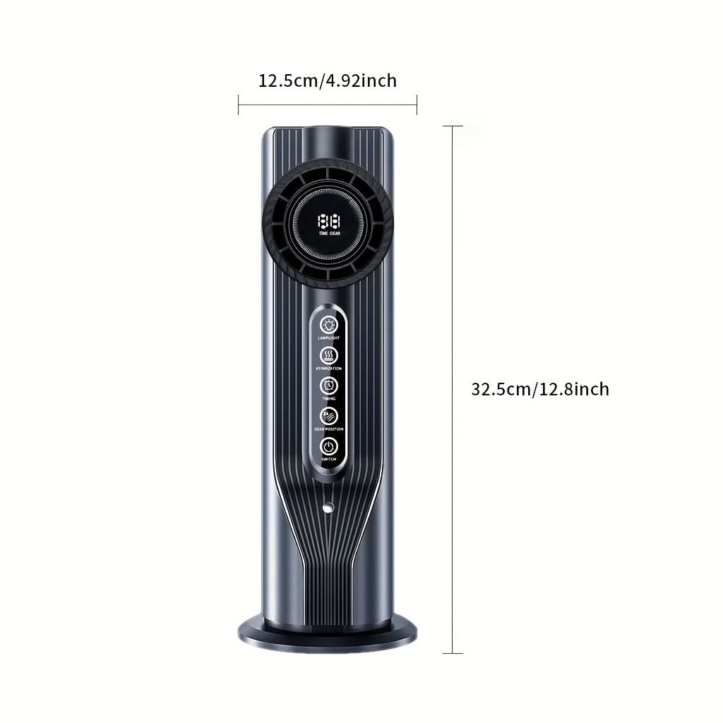 Cooling fan with humidifier mist function in use