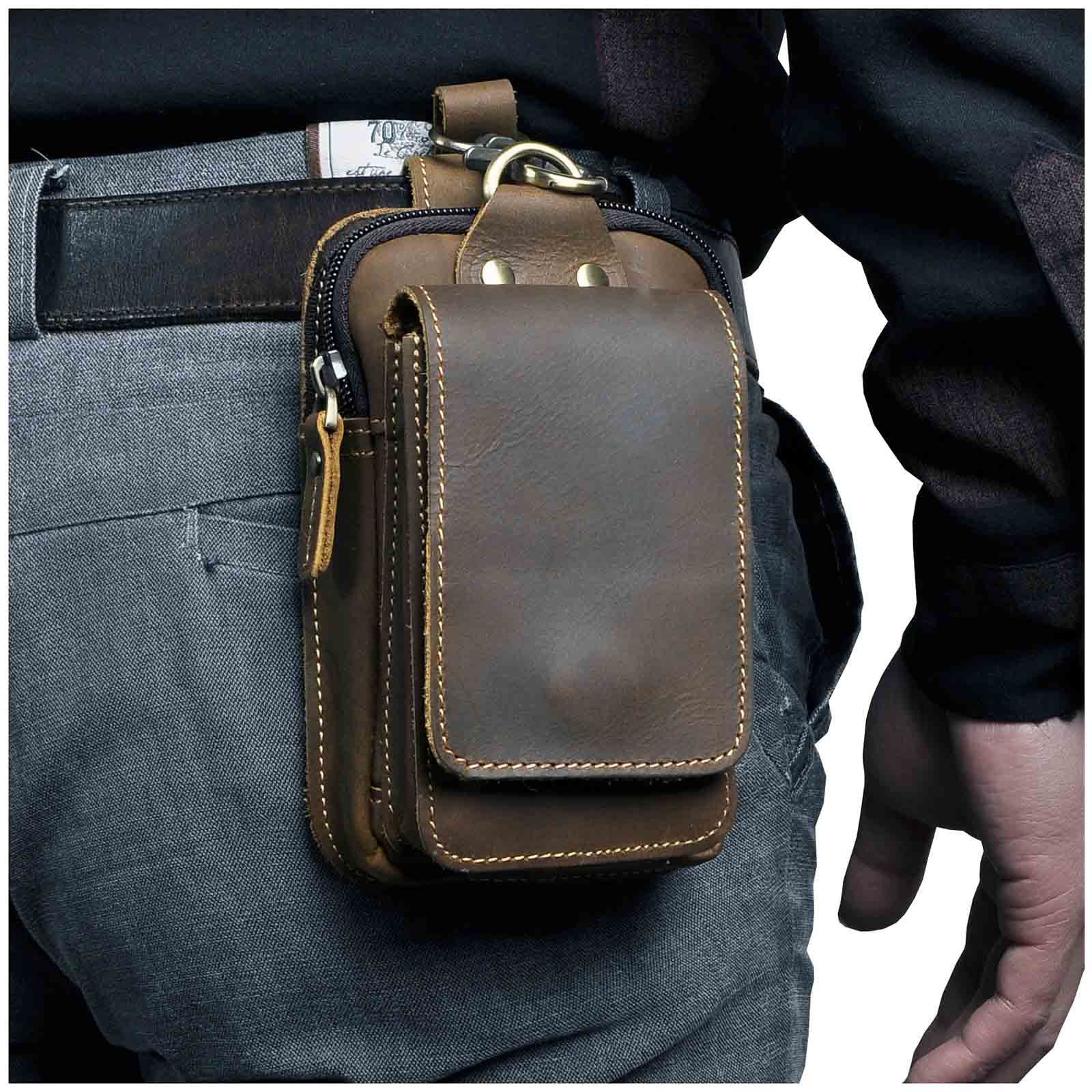 Genuine Leather Men's Waist Pack | Crossbody Fanny Pack & Belt Bag