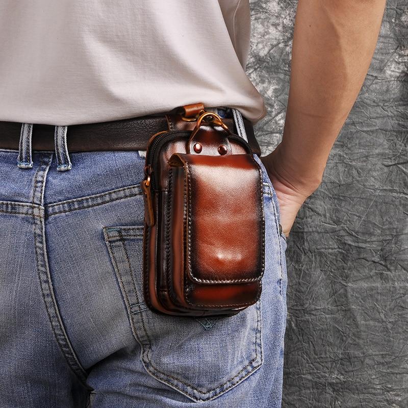 Genuine Leather Men's Waist Pack | Crossbody Fanny Pack & Belt Bag
