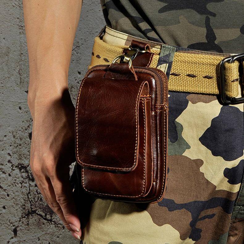 Genuine Leather Men's Waist Pack | Crossbody Fanny Pack & Belt Bag