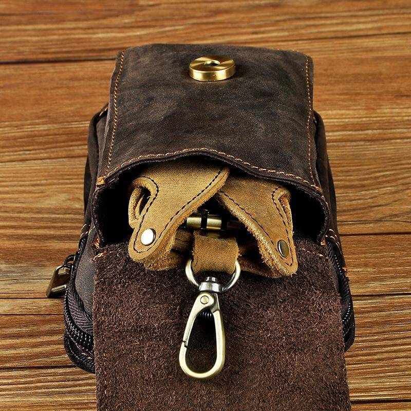 Genuine Leather Men's Waist Pack | Crossbody Fanny Pack & Belt Bag