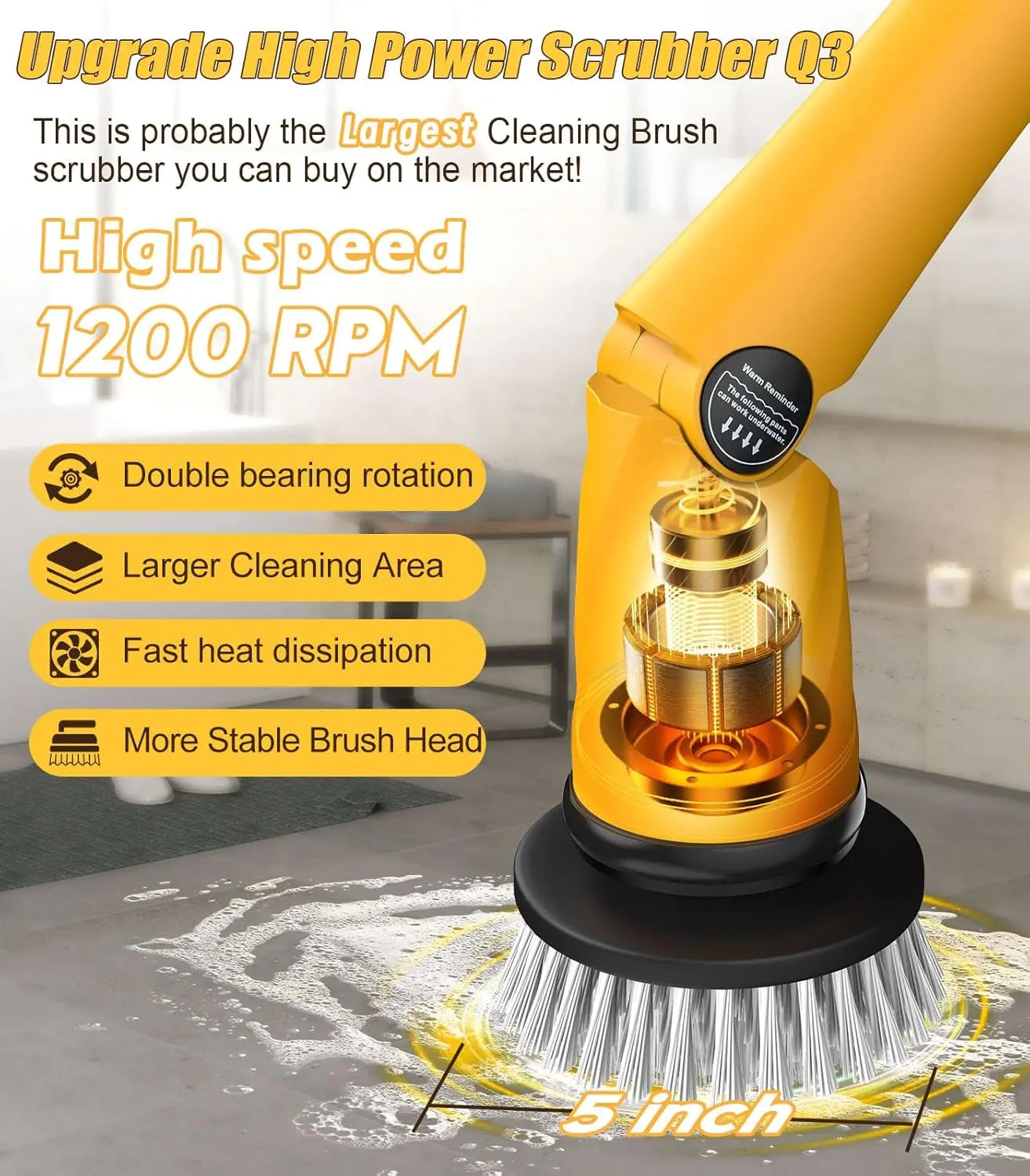 Electric Spin Scrubber and Cordless Rechargeable Brush with Multi Heads