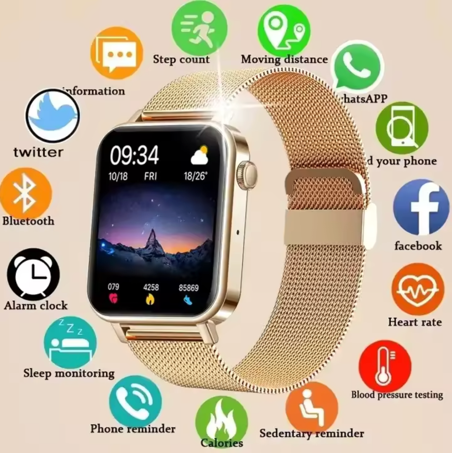 Elegant Smartwatch for Women – Slim Health & Fitness Tracker Watch with Heart Rate, Sleep & Call Alerts