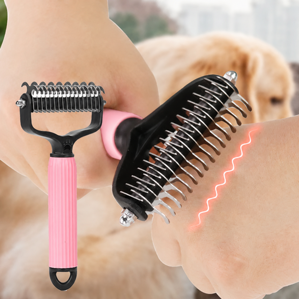 Durable Gentle Pet Grooming Dematting Brush – Adjustable Comfort Accessory for Dogs & Cats