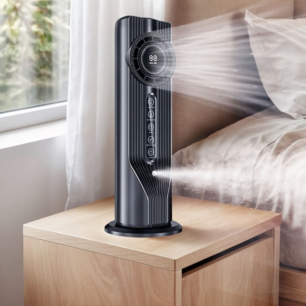 Quick-cooling USB fan blowing cool air on a desk