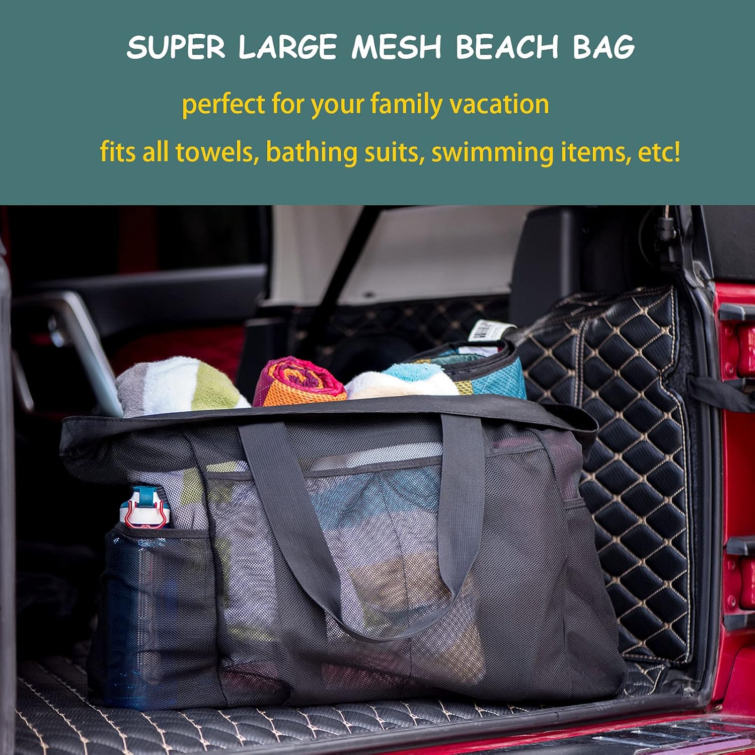Extra-Large Mesh Beach Tote | Sandproof Family Pool Bag with Zipper