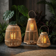 Handwoven Rattan Lanterns for Patio | Decorative Boho Hanging Garden Decor