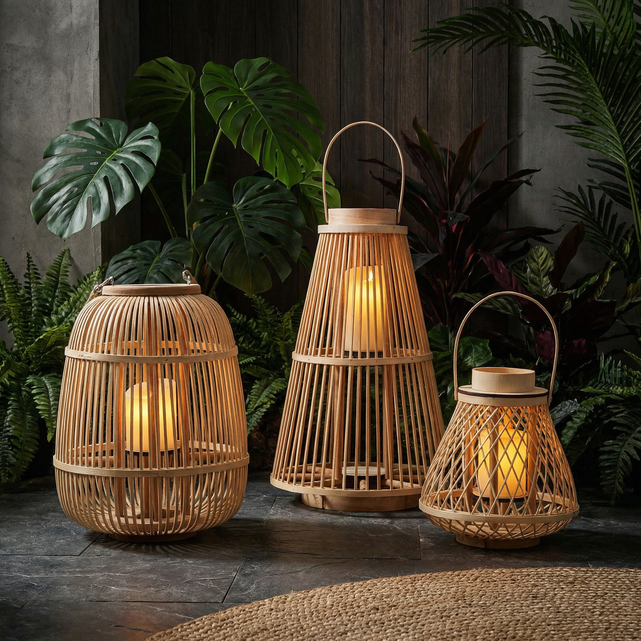 Handwoven Rattan Lanterns for Patio | Decorative Boho Hanging Garden Decor