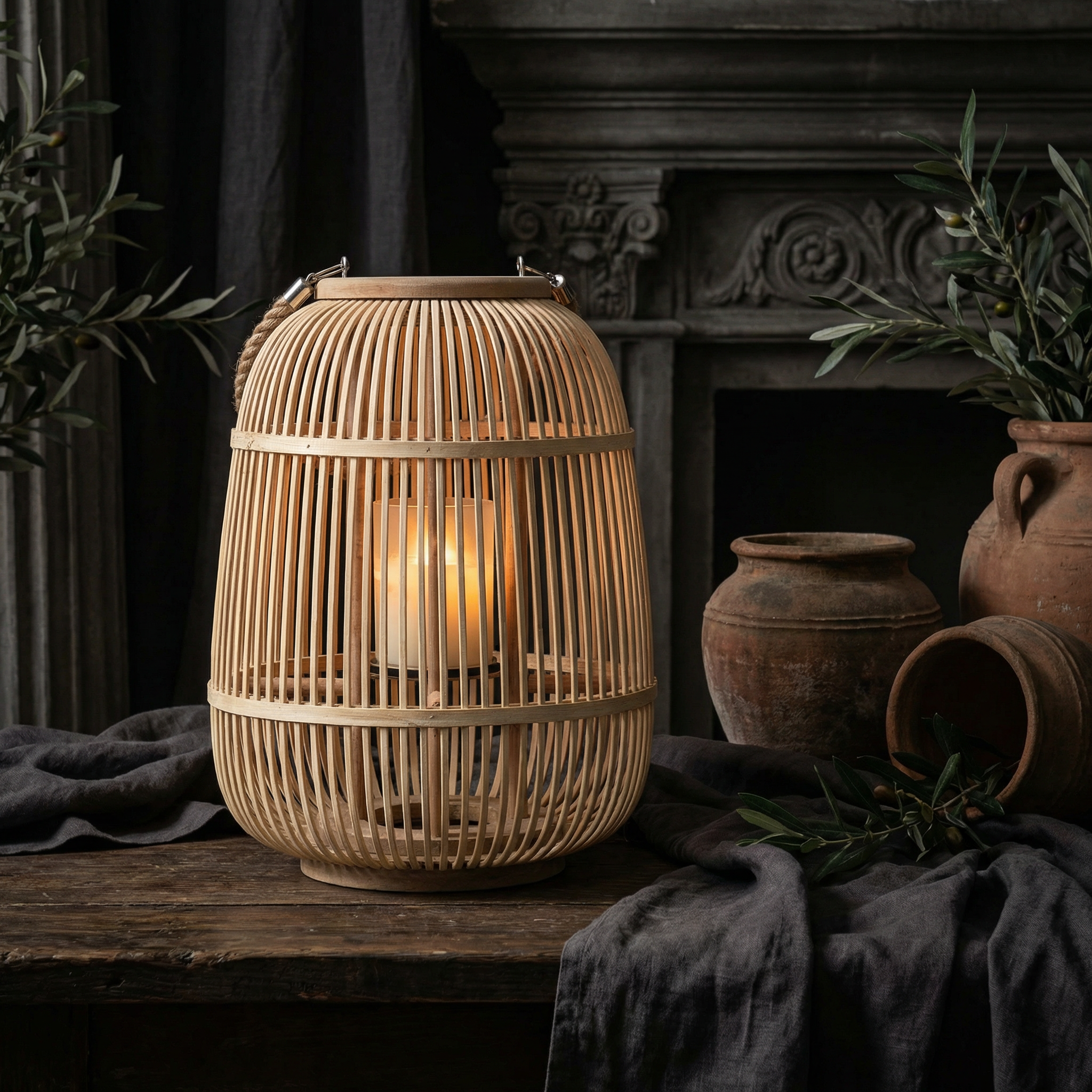 Handwoven Rattan Lanterns for Patio | Decorative Boho Hanging Garden Decor