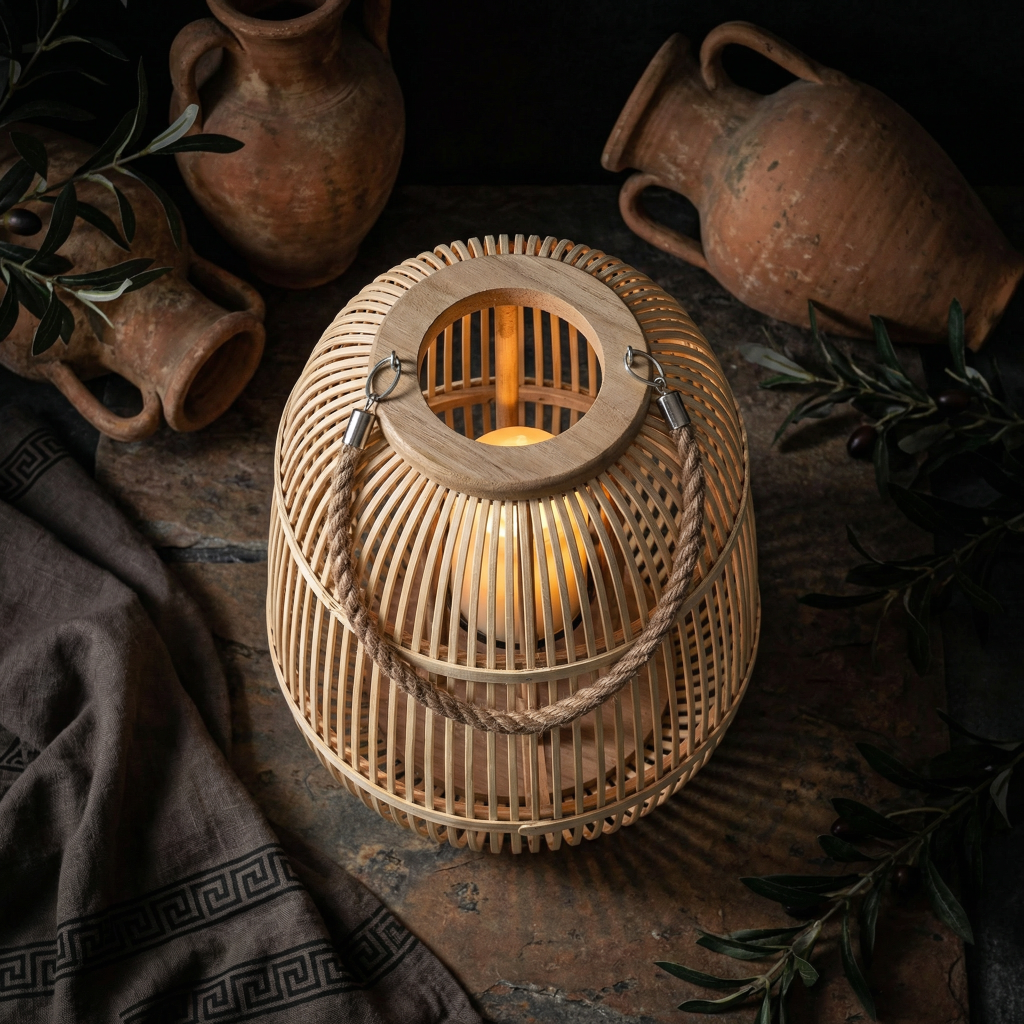 Handwoven Rattan Lanterns for Patio | Decorative Boho Hanging Garden Decor