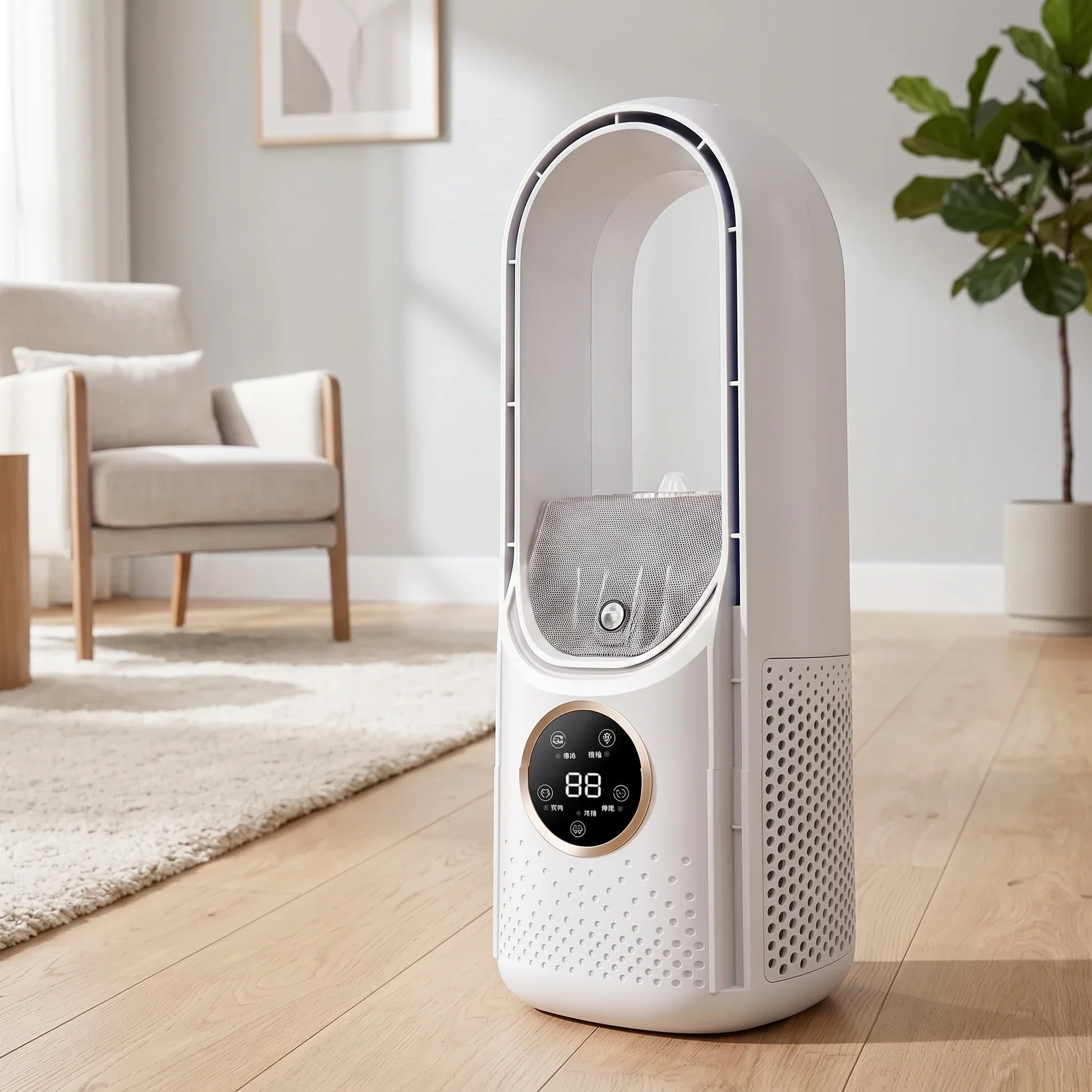 Portable bladeless cooling fan lifestyle view
