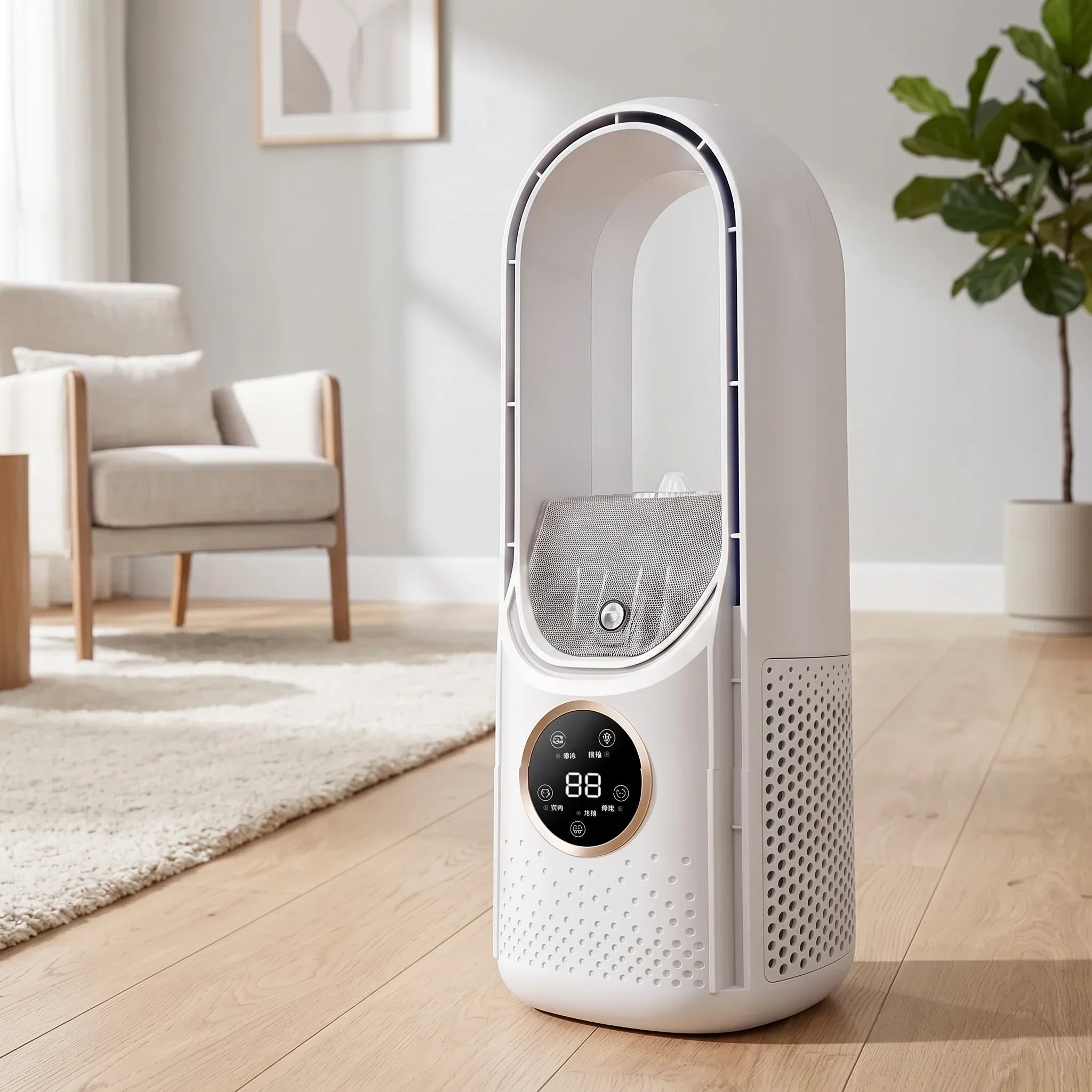 Portable bladeless cooling fan lifestyle view