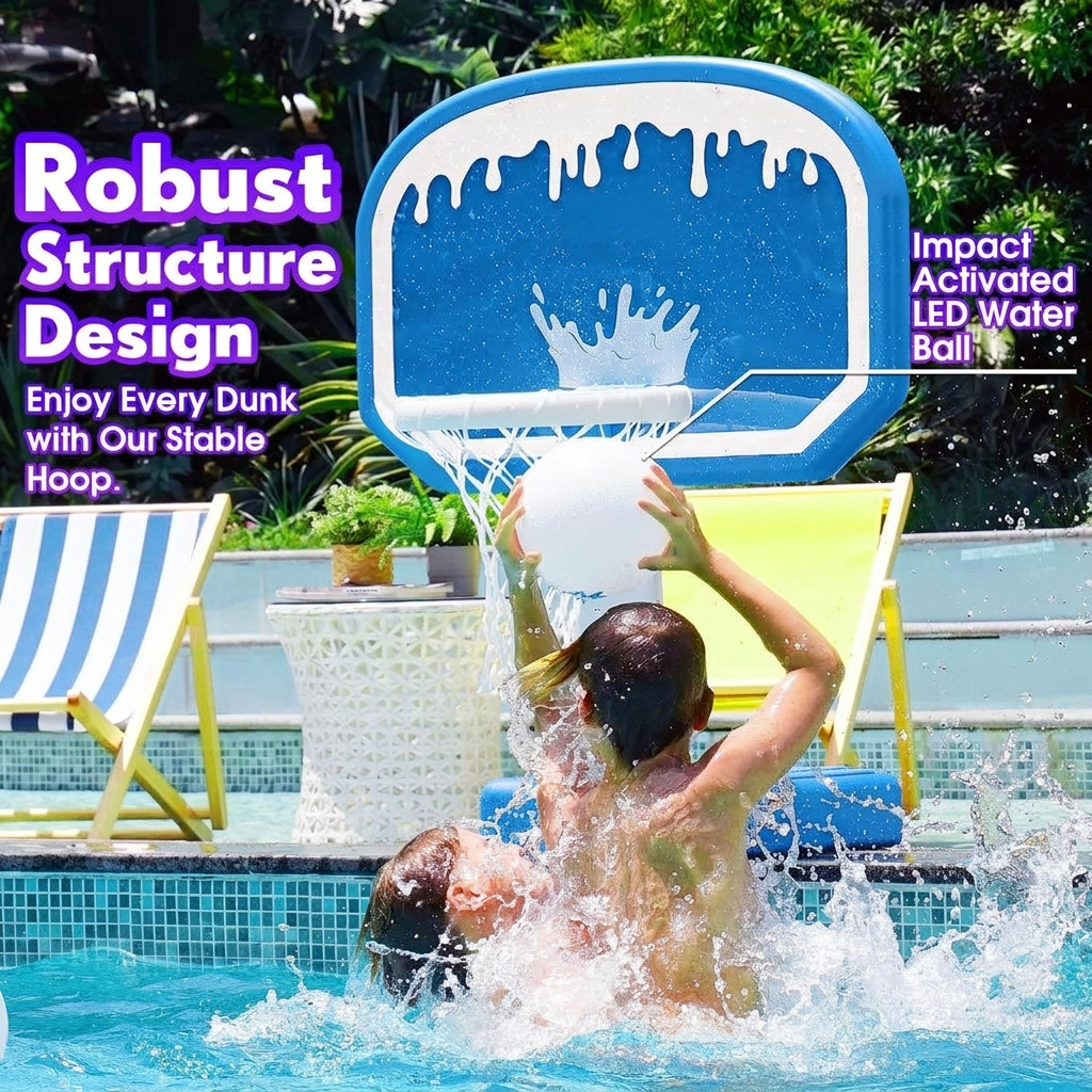 Durable basketball hoop with 14 inch rim for inground pools