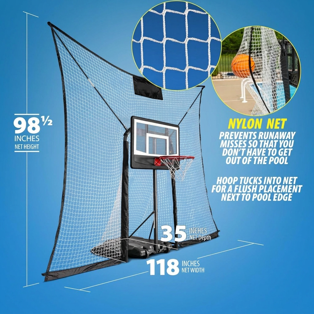 Height adjustment settings on pool basketball goal