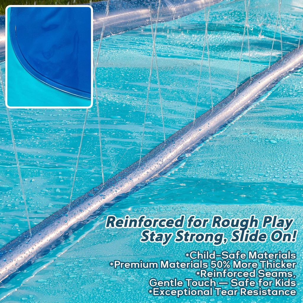 Water slide sprayers misting the sliding lane