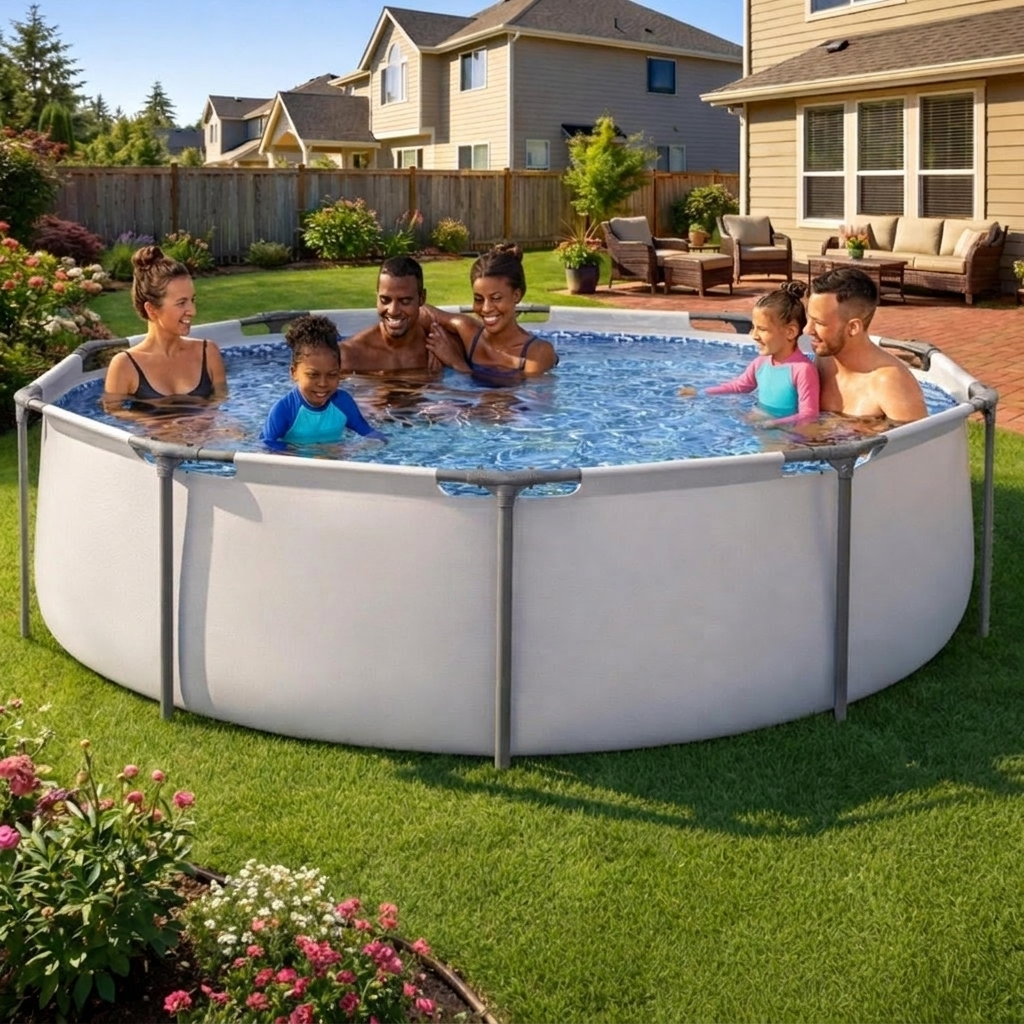 Above ground pool set features and included filter pump