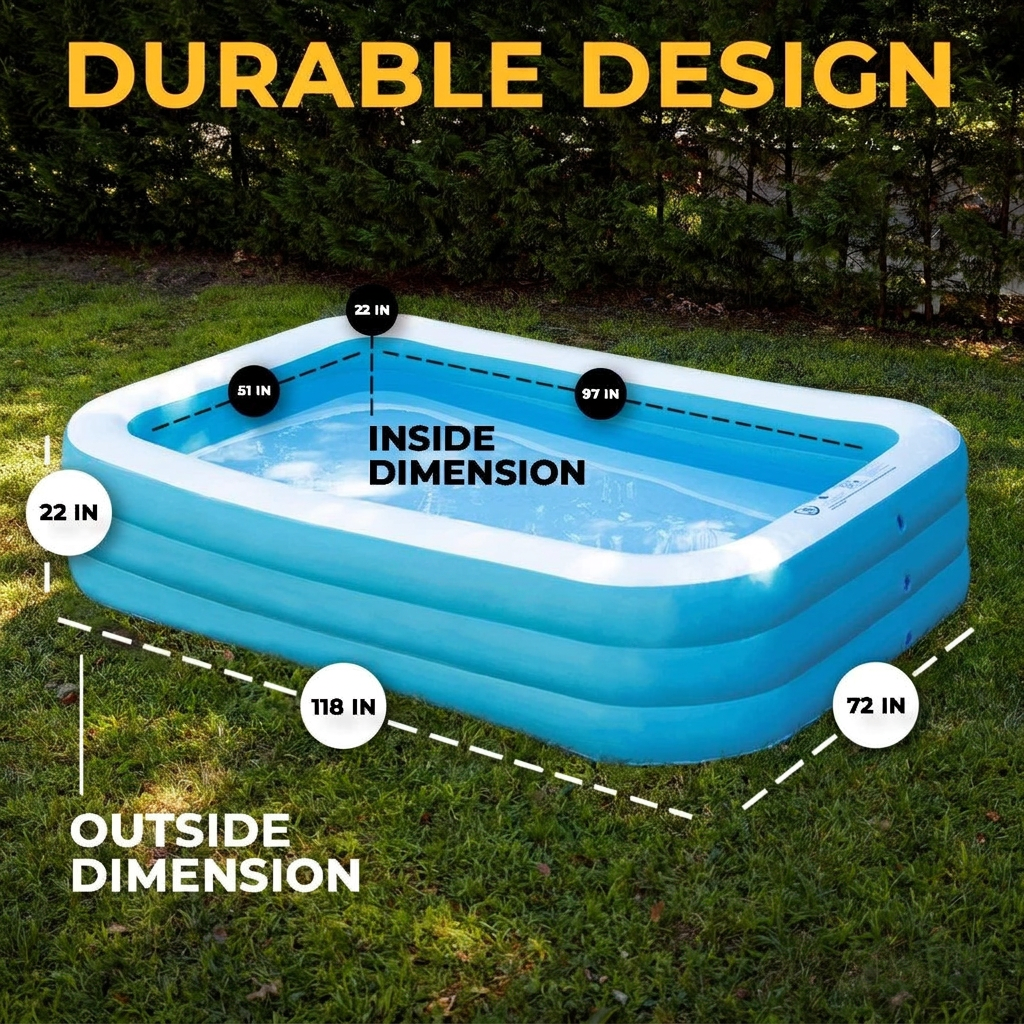 Reinforced vinyl sidewall detail of the inflatable pool