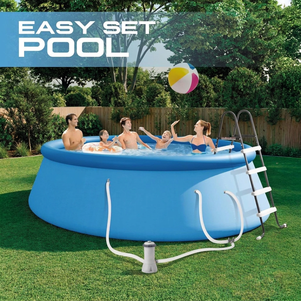 Above ground pool set with filter pump, ladder and cover