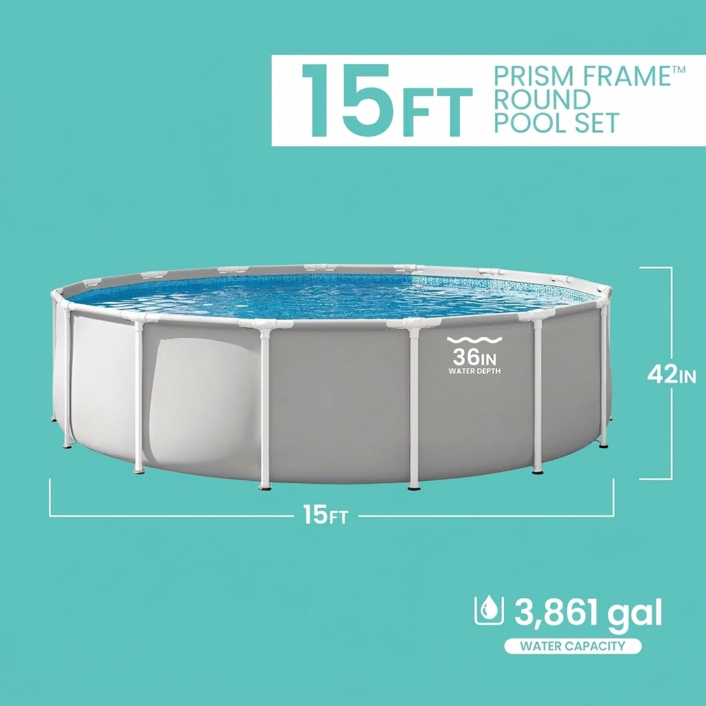 Above ground pool set with filter pump, ladder and cover