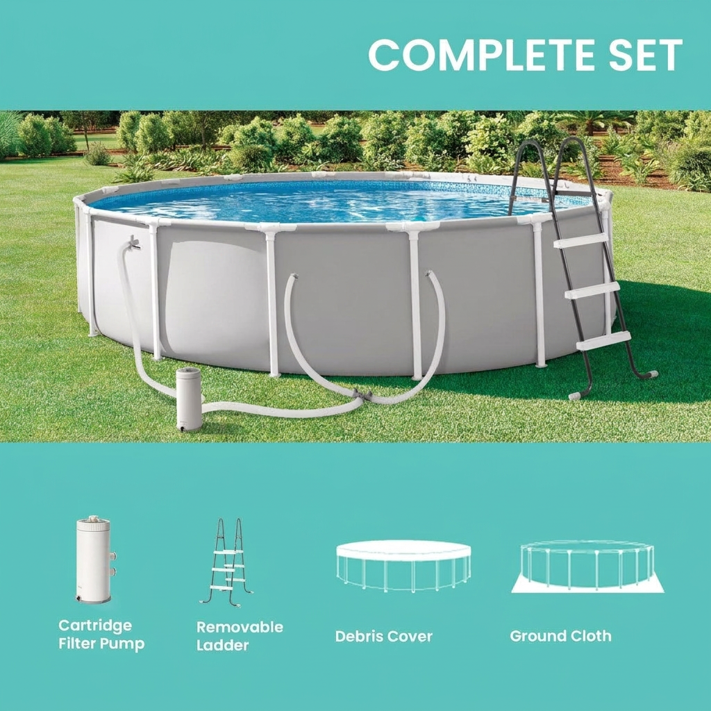 Three ply laminated pool liner and steel leg detail