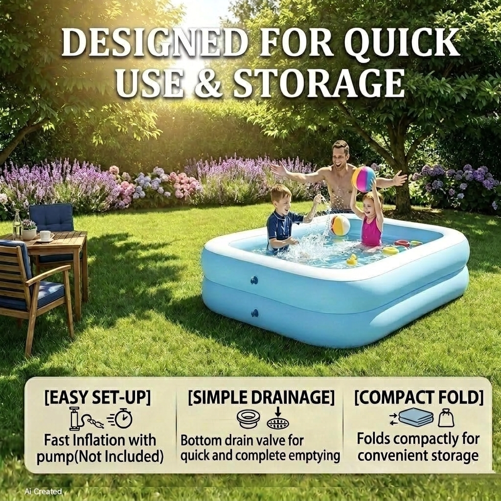 Anti-slip textured bottom of the inflatable swimming pool