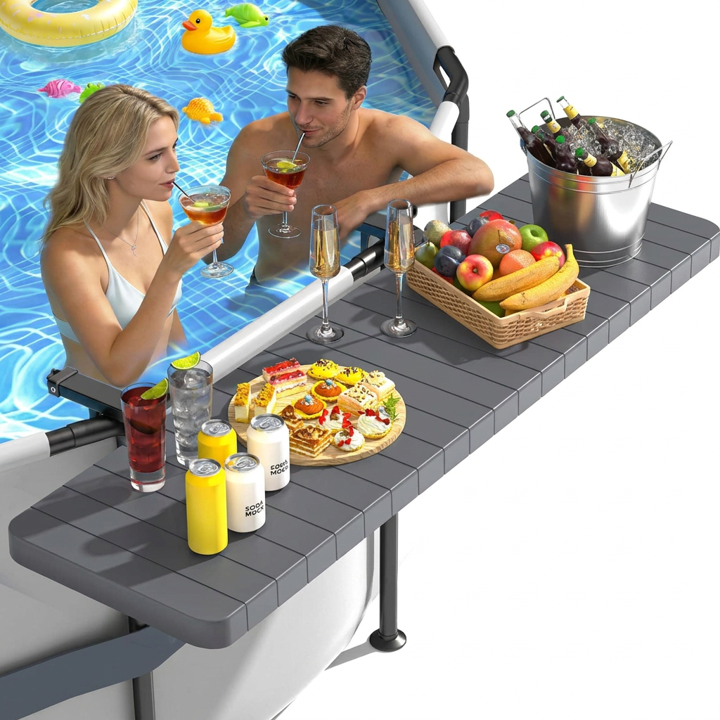 Dark gray poolside bar table for above ground pools
