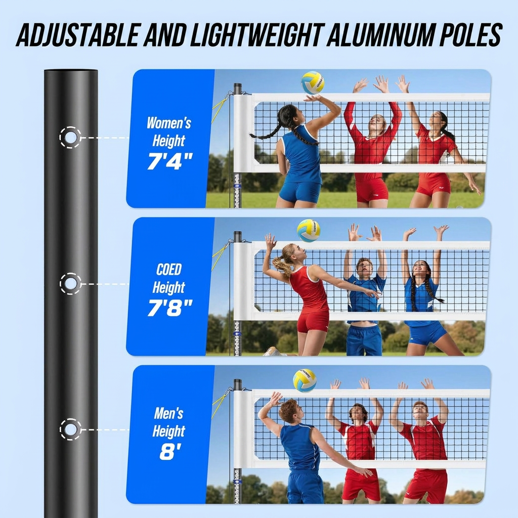 White professional volleyball net set