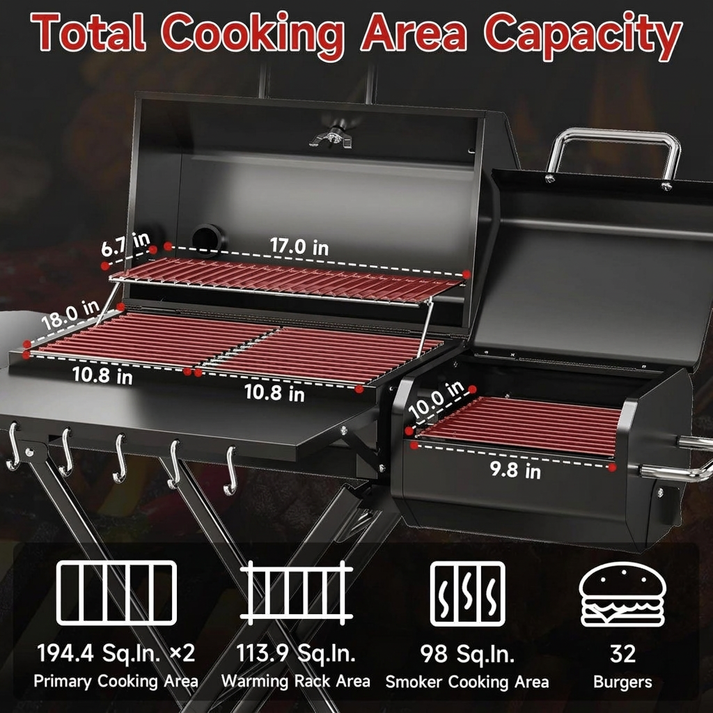 Suitcase style portable grill folded for transport