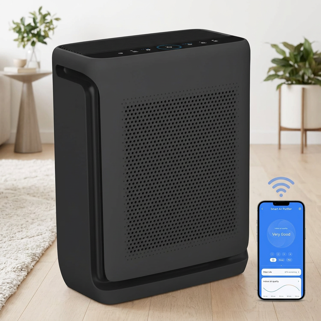 Black smart air purifier