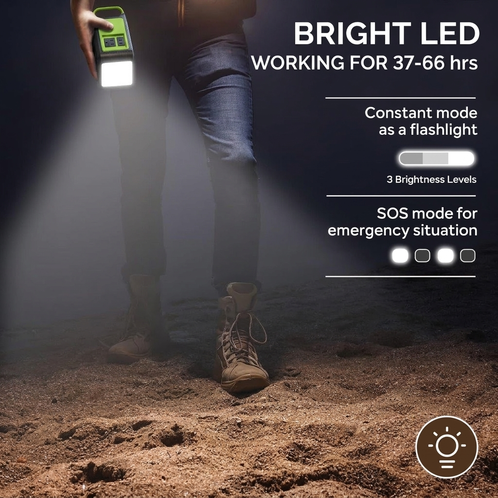 Power station charging devices while camping