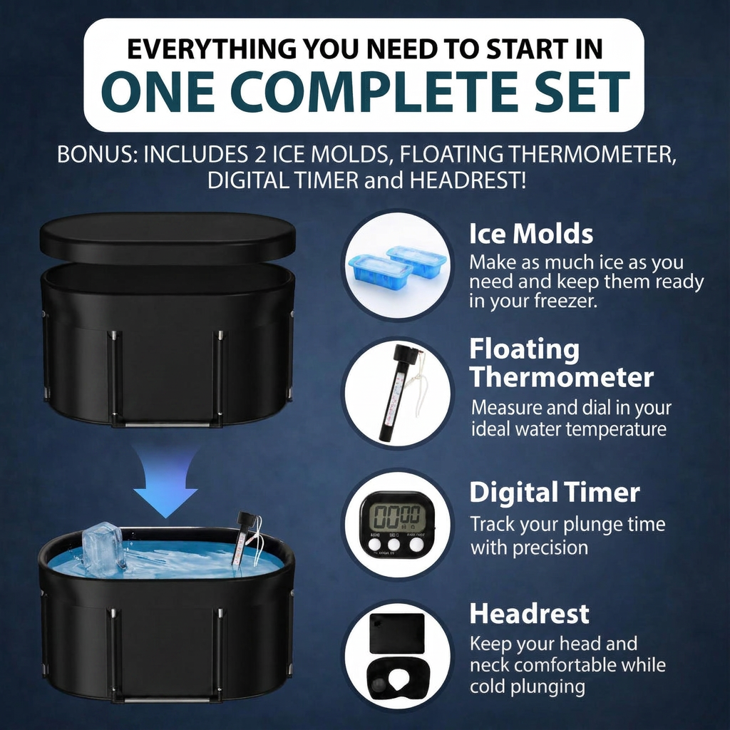 Ice moulds, floating thermometer, digital timer and headrest included