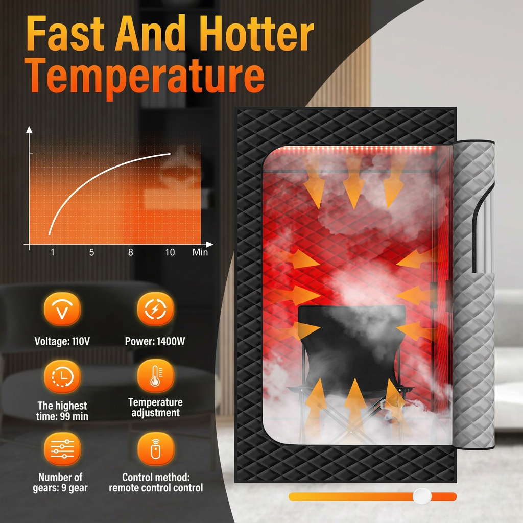 Nine heat levels and fast warm-up chart
