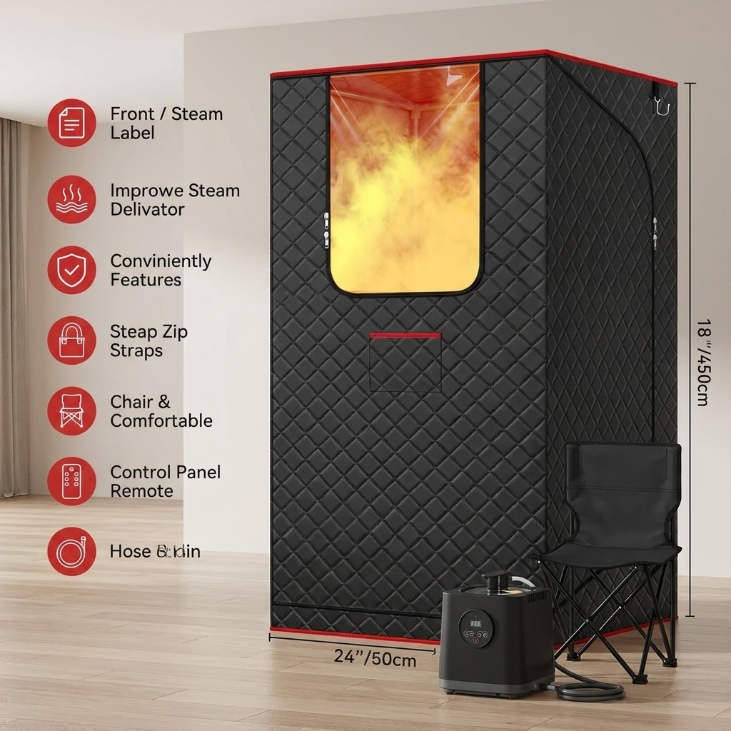 XL portable steam sauna tent with folding chair and steam generator
