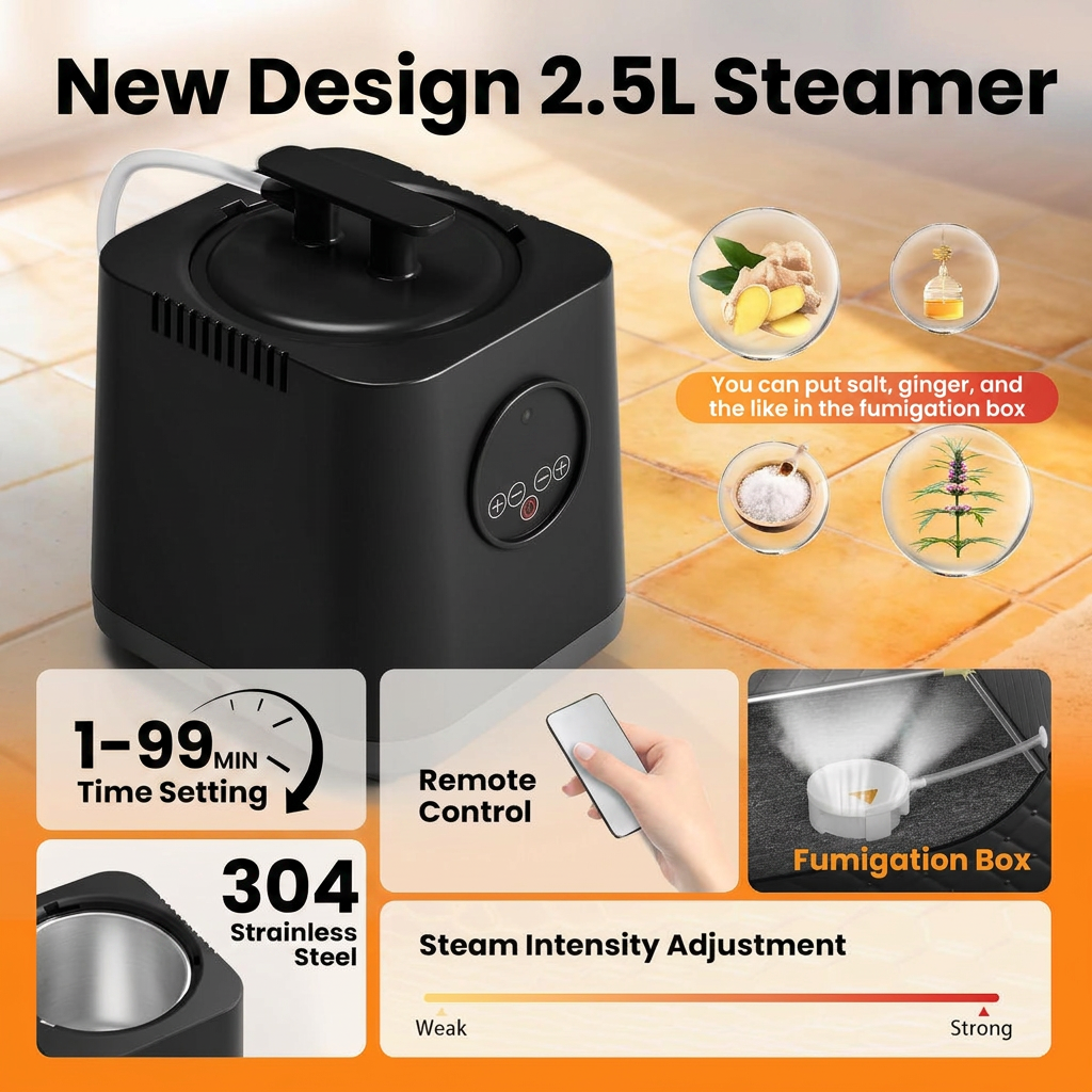 Steam generator with herbal steam box and remote
