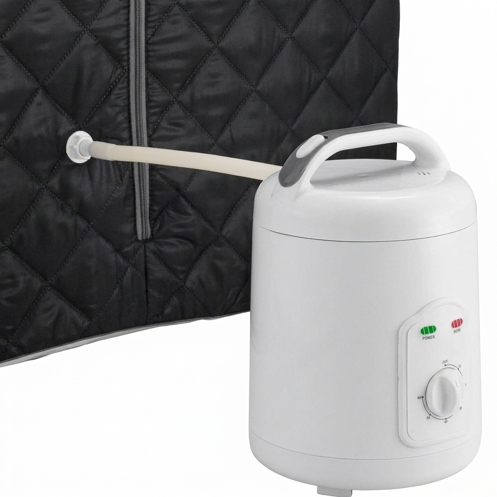 800W steam generator connected by hose to the cabin