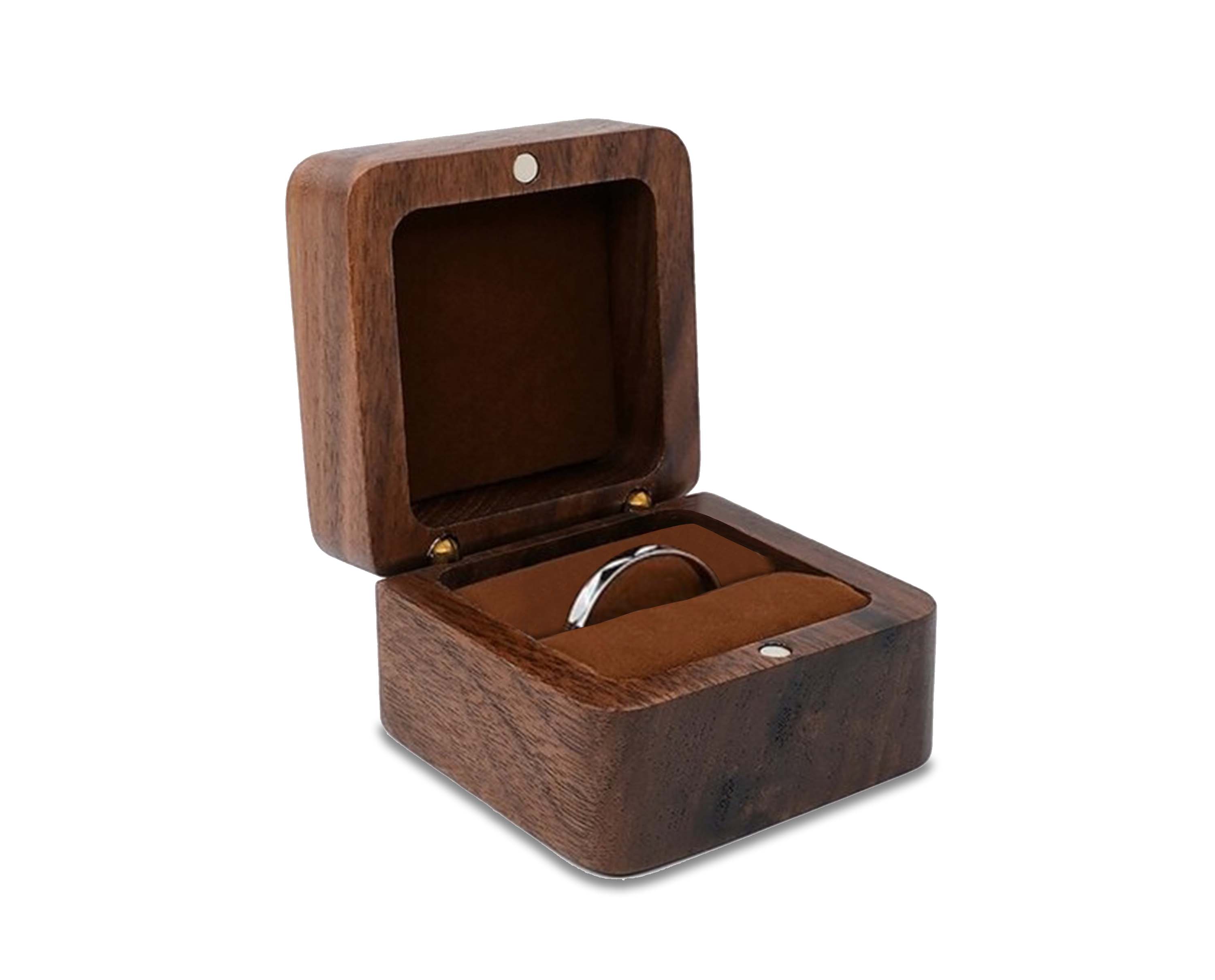 Handmade Teak Wood Ring Box and Jewelry Storage Case