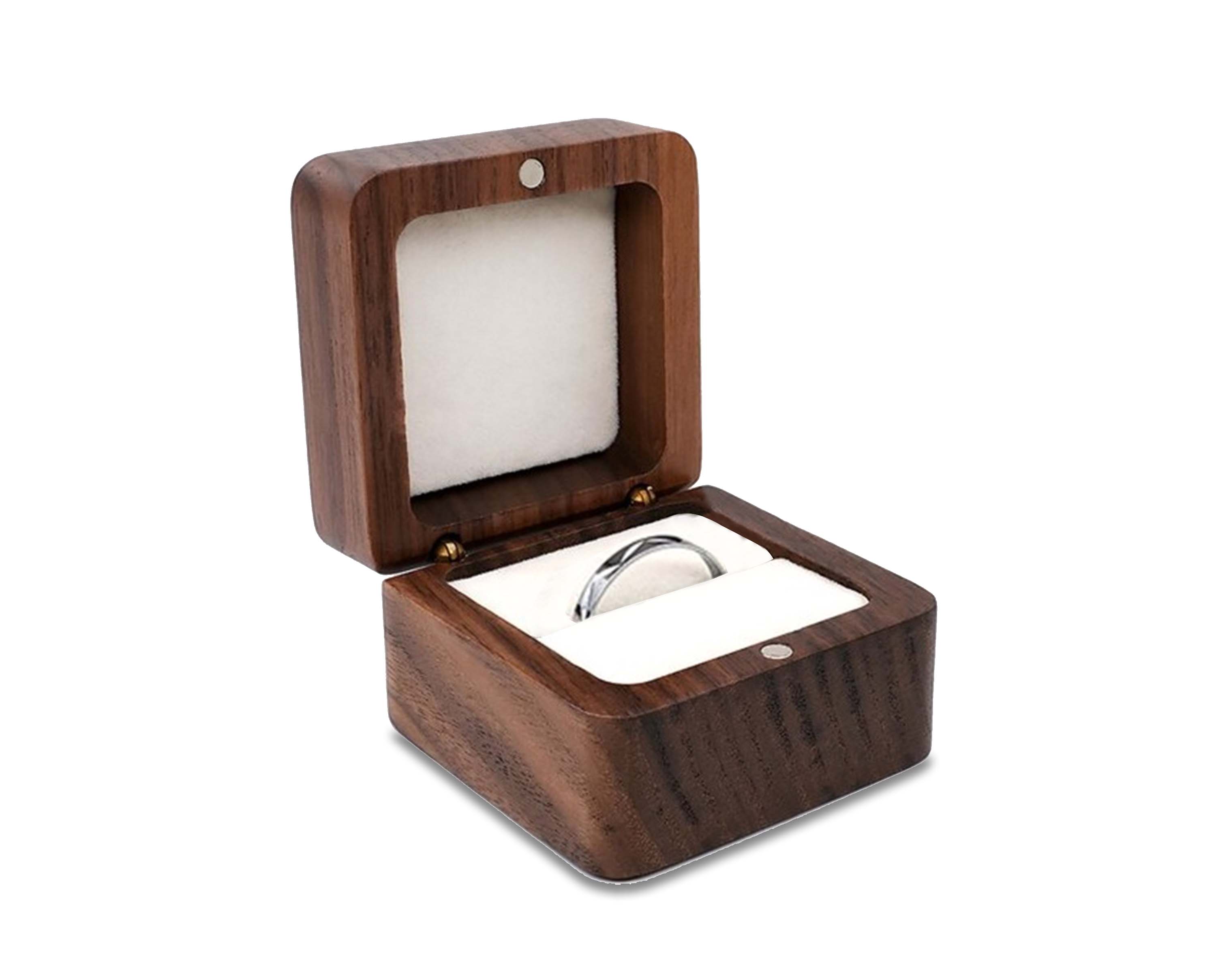 Handmade Teak Wood Ring Box and Jewelry Storage Case