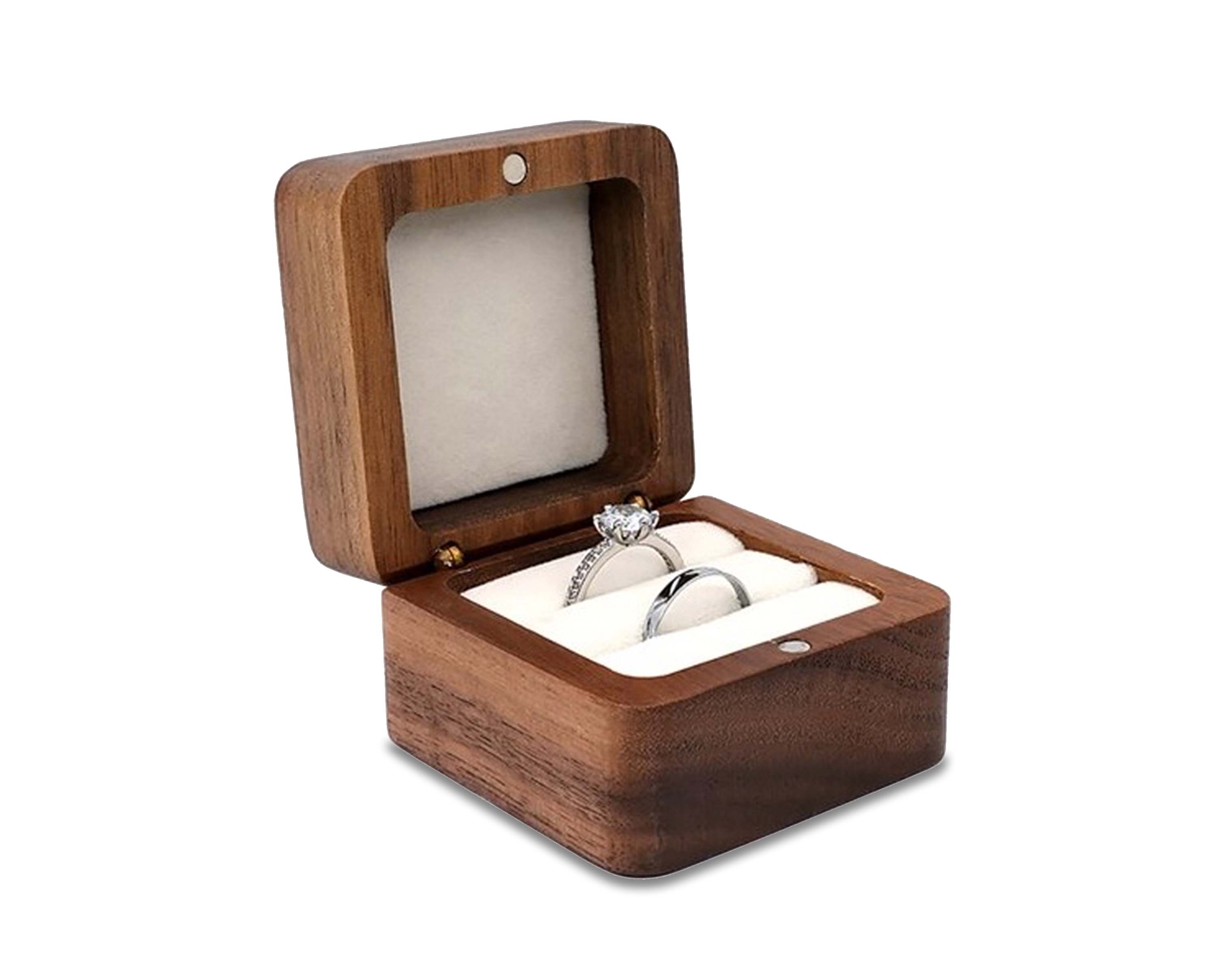 Handmade Teak Wood Ring Box and Jewelry Storage Case
