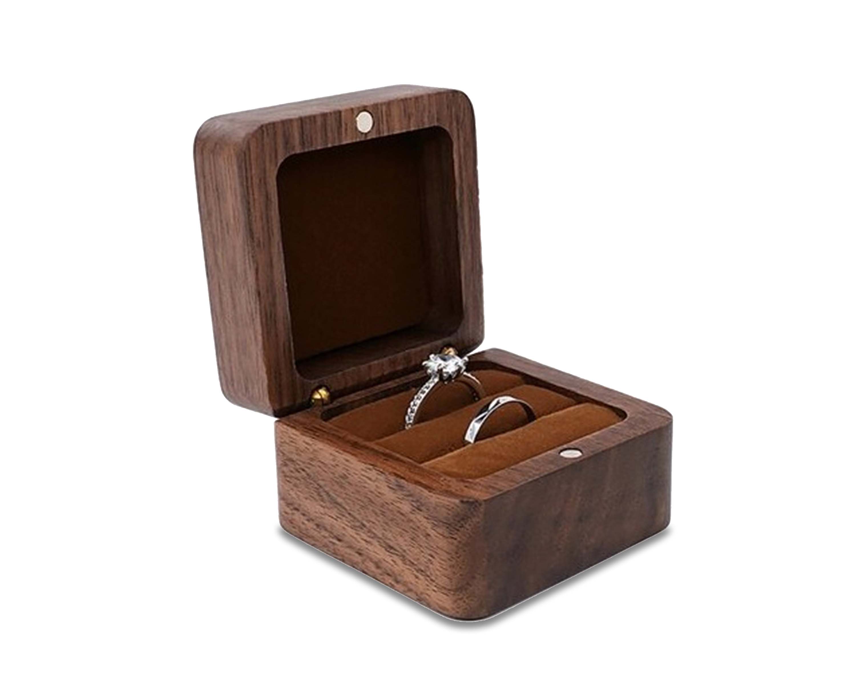 Handmade Teak Wood Ring Box and Jewelry Storage Case