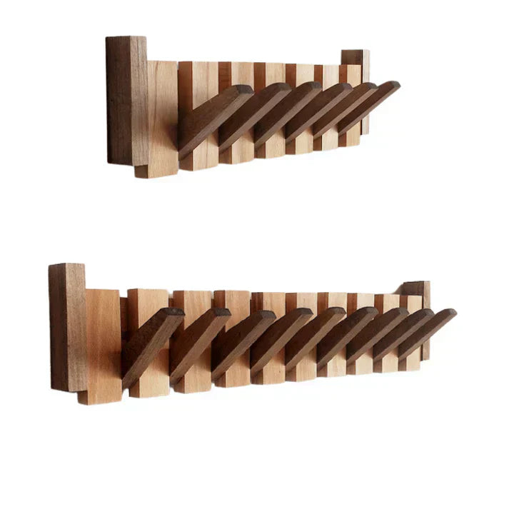 Wooden Piano Key Coat Rack | Wall Mounted Entryway Hooks