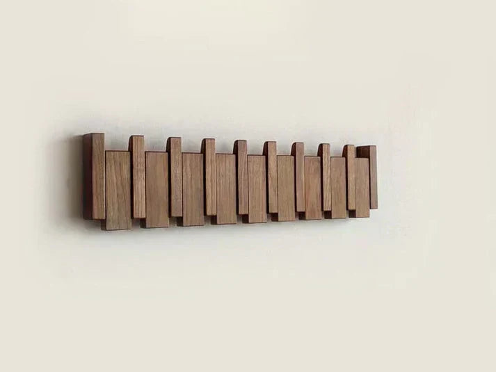 Wooden Piano Key Coat Rack | Wall Mounted Entryway Hooks