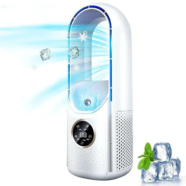Blade-Free Silent Portable Air Cooler – Quiet Compact Desktop AC for Home & Office