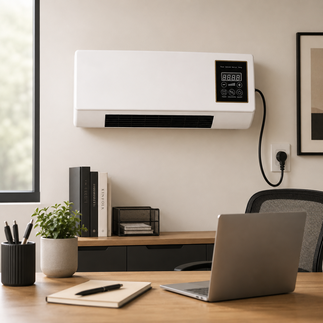 Wall-mounted air conditioner delivering adjustable airflow