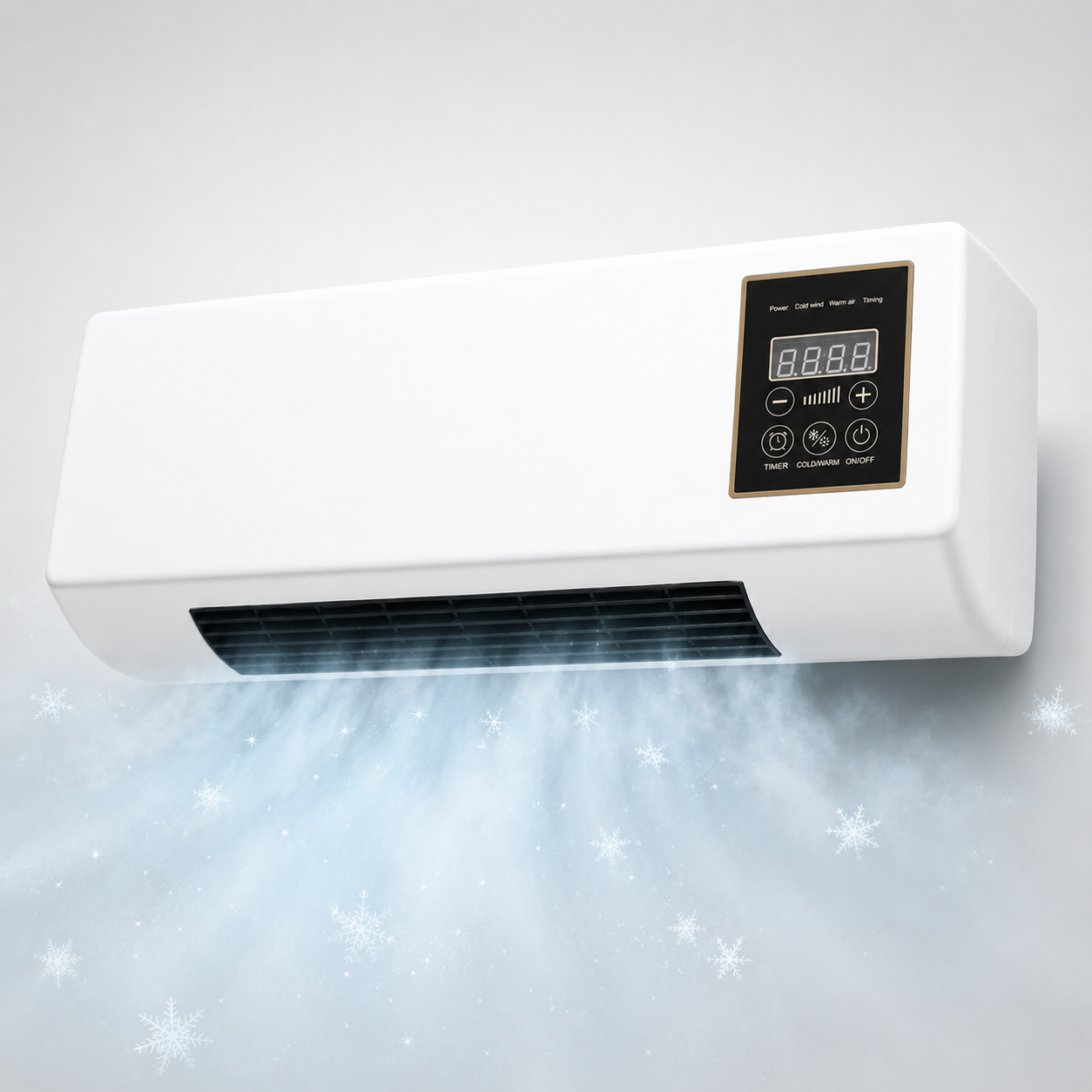 Wall-mounted mini air conditioner installed on a wall