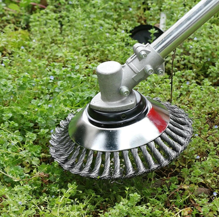 Carbon Steel Weed Brush Trimmer Head – Twisted Wire Attachment for Driveways, Patios & Paving Joints