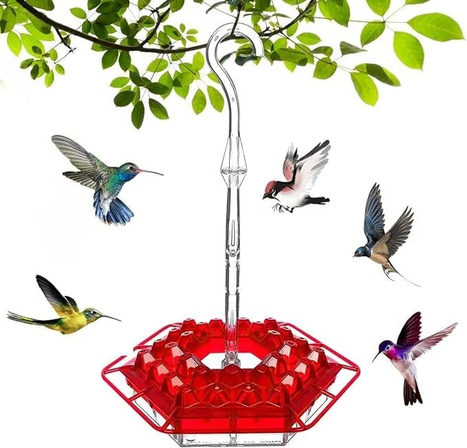 Ant-Proof Hummingbird Feeder with Perch – Leak-Free Hanging Nectar Feeder with Built-In Ant Moat